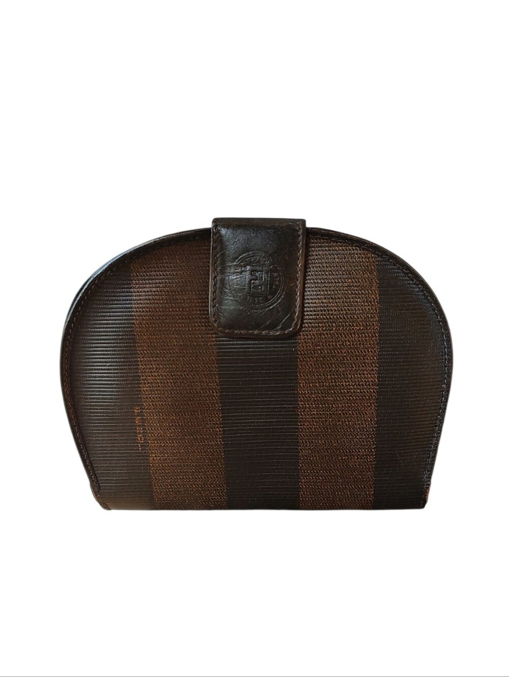 Fendi Pequin Brown Striped Dome Wallet
